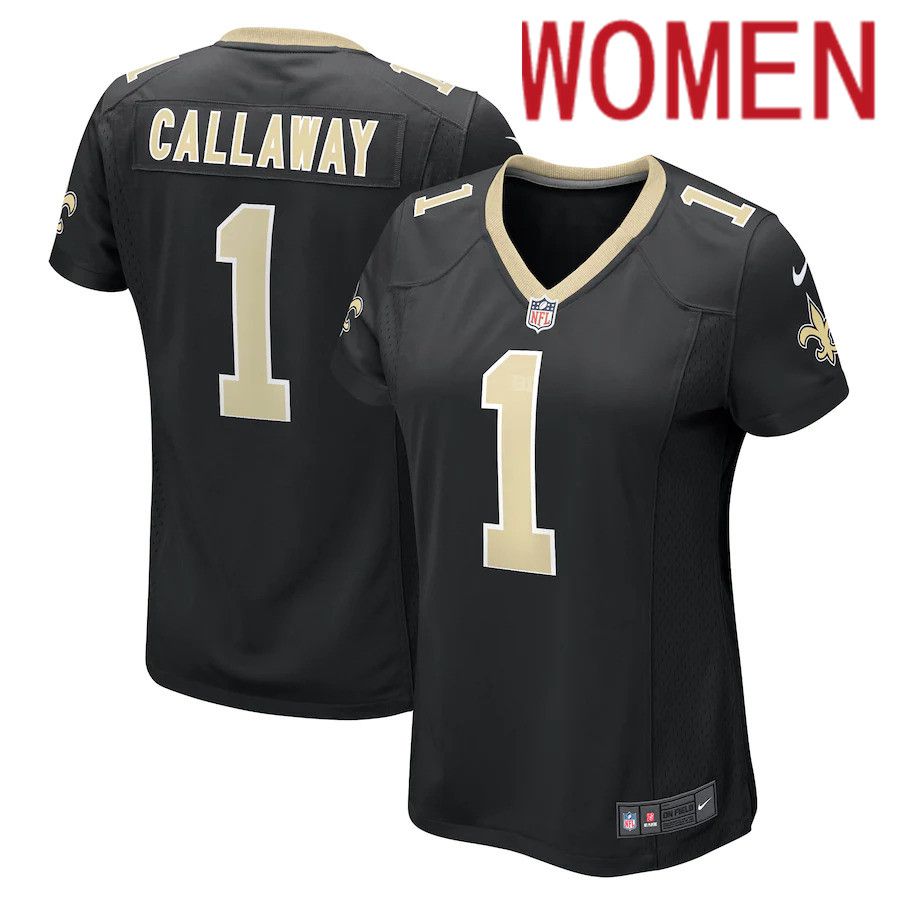 Women New Orleans Saints #1 Marquez Callaway Nike Black Game NFL Jersey->women nfl jersey->Women Jersey